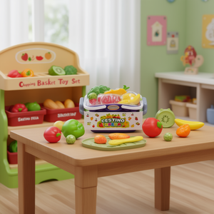 Cestino Spesa Panier de courses pour enfants, ensemble de jouets 26x19x15 cm, pour aliments, légumes et fruits - Product Image 3