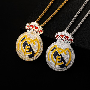 HUIYUE - Colgante de Fútbol de Cobre con Circonitas, Estilo Hip-Hop, Colorido, Estilo Drip, Medalla Conmemorativa - Product Image 5