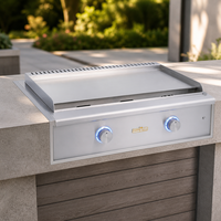Gril Teppanyaki en Acier Inoxydable Série Elite, Composant de Cuisine Extérieure Intégrée Moderne et Haut de Gamme pour Station de Patio de Luxe