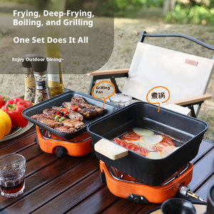 Juego de ollas para exteriores, olla para guisar, parrilla, olla para acampar, juego de utensilios de cocina, estufa de gas portátil para exteriores, sartén antiadherente para freír, olla para sopa - Product Image 2