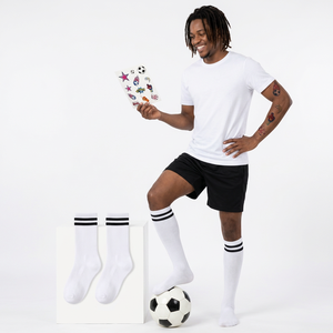 Chaussettes de football montantes de haute qualité, motif lettres, en polyester/coton, personnalisables avec logo, pour adultes, vente en gros directe usine - Product Image 4