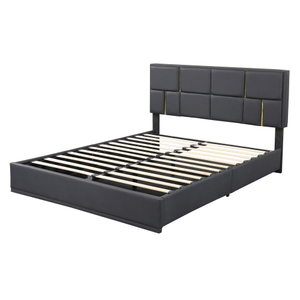 New Modern <b>Queen</b> <b>Size</b> Upholstered Soft <b>Bed</b> with Metal <b>Frame</b> and Hydraulic Storage System Black - Product Image 4