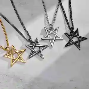 Tryme Star of David Halskette für Männer, ästhetisches Hexagramm Amulett Anhänger, Edelstahl männliches Jungen halsband