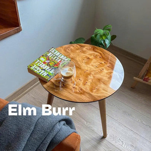 Tables basses gigognes rondes en noyer burl, fabriquées à la main, style Mid-Century Modern, placage de noyer naturel / placage d'orme burl - Product Image 6