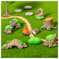 Accessoires de jardin miniature en résine : chaise, arbre, champignon, souche, herbe, feu de camp, pierre, maison artificielle, figurine
