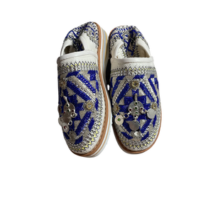 Premium Moroccan Aouge Babouche With Berber Inspired Embroidery Genuine Leather <b>Slippers</b> For Indoor Outdoor Use - Product Image 1