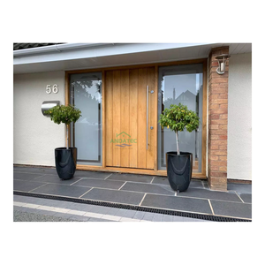 Porte d'entrée pivotante en <span class=keywords><strong>bois</strong></span> de cerisier massif, résistante, avec finition mate et impostes en verre - Product Image 6