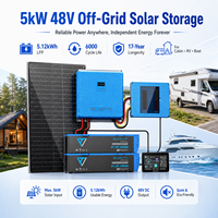 Système de stockage solaire hors réseau 5kW 48V, batterie LFP 5.12kWh, durée de vie 6000 cycles, longévité 17 ans pour cabane, camping-car et bateau