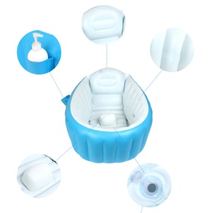 Tubo da bagno gonfiabile pieghevole portatile piccola <span class=keywords><strong>piscina</strong></span> con doccia con sedile in corno proteggi il bambino dallo scorrevole - Product Image 2