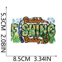 Patchs brodés thermocollants de haute qualité avec logo personnalisé et slogan de pêcheur, thème pêche au bar et canne à pêche, pour vêtements masculins et cadeaux
