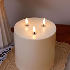 Extra Large Ivory Flicker Flameless Paraffin Wax 3D Real Flame LED Remote Control Handmade Pillar Candles Home Decoration - Product Image 4