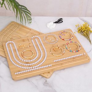 Wooden beaded board, solid wood beaded ornament board, DIY bracelet and anklet, solid wood pearl board bracelet design, bamboo - Product Image 3