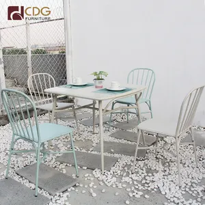 Patio moderno mesa y silla de Metal, restaurante al aire libre muebles de jardín