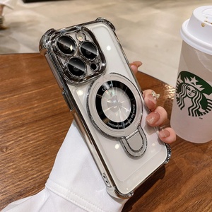 เคสโทรศัพท์ใสกันกระแทกแบบเคลือบเงา สำหรับ iPhone 17 Pro Max พร้อมขาตั้งวงแหวนโลหะ ป้องกันการตกกระแทกทั้งสี่มุม ผลิตจากวัสดุ PC และอะคริลิก - Product Image 6