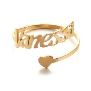 Anillo de Acero Inoxidable con Placa de Nombre Personalizada, Estilo Bf, Joyería Moderna para Mujeres y Niñas - Product Image 2