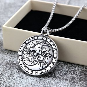 Yunnique – collier avec pendentif tête de loup en acier inoxydable pour hommes, thème Viking, design géométrique animal, bijoux cadeau, accessoire de mode - Product Image 2