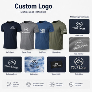 Custom Logo 135G Men's Performance <b>T</b>-<b>Shirt</b> Quick Dry Breathable <b>Polyester</b> Sports Gym Tee Wholesale S-3XL Navy Blue - Product Image 2