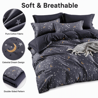 Set Sprei Katun Bintang Langit Bulan Poland Stock Grey Gold Crescent untuk B&B EU Dropshipping 3pcs