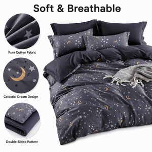 Poland Stock <b>Celestial</b> Star Moon Cotton <b>Bedding</b> Set Grey Gold Crescent Duvet Cover for B&B EU Dropshipping 3pcs - Product Image 4