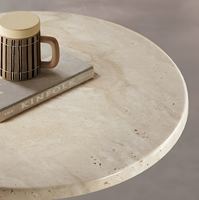 Table console d'appoint en marbre minimaliste italien, style nordique moderne, luxe léger, crème, haut de gamme, pour salon de villa ou d'hôtel