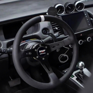 <span class=keywords><strong>Volant</strong></span> de course à 3 rayons en <span class=keywords><strong>cuir</strong></span> véritable de 13 pouces à dégagement rapide concave profond 320mm Distance universelle des trous 70mm - Product Image 3