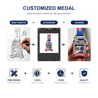Médaille de 4ème place en métal vintage avec boucle de ruban, options de taille et de forme en fer pour événements sportifs et tournois