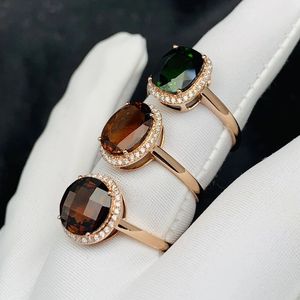 Xinfly Men's Luxury 18k Gold <b>Finger</b> <b>Ring</b> with Natural Diamond Tourmaline Gemstone Minimalist Design for Wedding Engagement Party - Product Image 3
