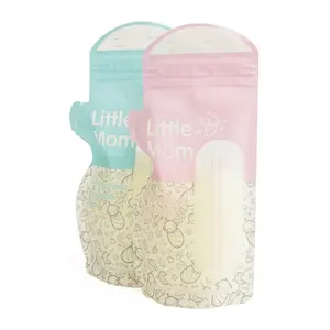 BPA Free Clear Plastic Breast Milk Storage Customized Logo Water Proof Babyfeeding Moms Pour Design