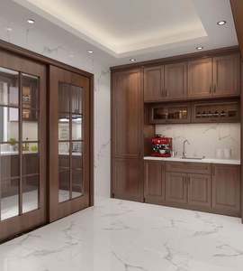 Meubles de cuisine modernes personnalisés à succès, style luxueux, armoires de cuisine en bois massif avec îlot - Product Image 6