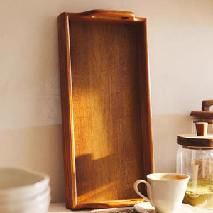 Rectangular Solid Wood <b>Tray</b> Walnut Wood With Handle Household Serving <b>Tray</b> For <b>Tea</b> And Fruit - Product Image 2