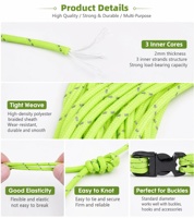 Cordon de paracorde Yongxiang 2 mm vert fluorescent réfléchissant, cordon de parachute ultraléger tressé camouflage pour tente et bâche