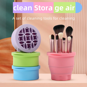 Multifunction Silicone Folding <b>Makeup</b> Brush Cleaning Cup Cleaning and drying 2-in-1 storage cup Beauty Cosmetic Brush Scrub Cup - Product Image 5