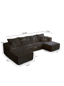 Deep Seat Compressed Sectional <b>Sofa</b>, Sponge Filled Polyester Couch for Living Room Hotel for Guest Room - Product Image 6