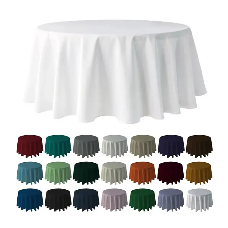 Nappe de Table ronde en Polyester lavable, ronde et circulaire, blanche, pour événement, mariage, hôtel, fête, Restaurant