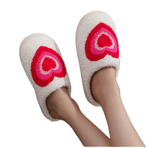 Chaussons d'intérieur pour femmes, doux et moelleux, avec motif cœur et visage joyeux, semelle intérieure en coton brodé personnalisé, semelle extérieure en TPR, pour le printemps - Product Image 4