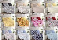 Ensemble de literie en polyester imprimé floral 6 pièces, taille King Queen, avec draps et taies d'oreiller pour chambre à coucher