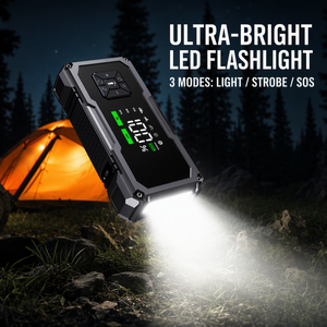 Démarreur de voiture portable 4 en 1, compresseur d'air 150 PSI, batterie externe 7200 mAh, lampe torche LED, démarreur de batterie de voiture portable - Product Image 4