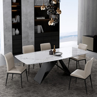 Ensemble de table à manger rectangulaire de luxe moderne nordique meubles de salon à usage domestique