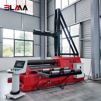 Cintreuse de tôles entièrement automatique à 4 rouleaux, pré-cintreuse et formante en une seule opération pour la fabrication de réservoirs en tôles épaisses BLMA