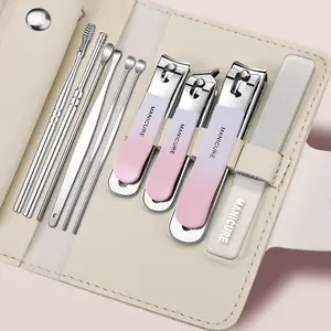 High Quality Stainless Steel Manicure And Pedicure Set With Straight Blunt Tip Nail File And Clipper Beauty Tool