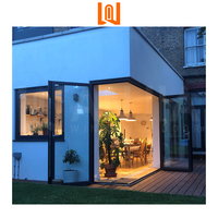 Nouveau design portes pliantes en verre d'aluminium à rupture thermique villa portes d'angle coulissantes en aluminium à l'épreuve des ouragans