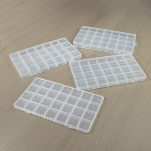 Transparent Plastic Storage Box 28 Grids Rectangle Covered For Nail Art Supplies Desktop Organizing Case - Product Image 1