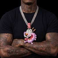 Nouvel Arrivage Collier Chaîne Unisexe en Argent 925 avec Pendentif Animal de Dessin Animé Moissanite Iced Out pour Streetwear, Rap, Scène, Fête, Cadeau