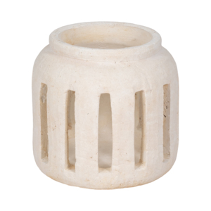 Lanterne décorative ronde, porte-bougie hurricane avec design à lattes ouvertes, support de bougie pilier contemporain - Product Image 1