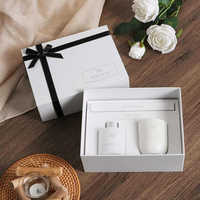 Boîte à bougies personnalisée avec logo, coffret cadeau de luxe classique, boîte rigide rectangulaire blanche, ensemble de bougies parfumées, emballage de parfum