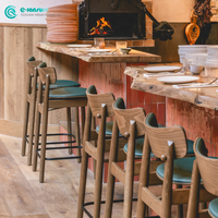 Ensemble table et chaises de bar vintage en bois massif, style classique pour restaurant occidental, café, hôtel, complexe hôtelier