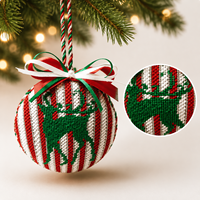 Toile de broderie de Noël avec motif de rennes pour décoration d'arbre DIY, cadeau artisanal de broderie personnalisé pour les fêtes