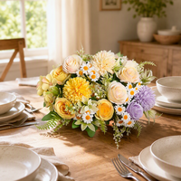 Fleurs artificielles en soie Marguerites et Roses Parfum Printanier Bouquet de Mariage Fait Main Accessoires Photo Décoration Porte & Cheveux Hortensia