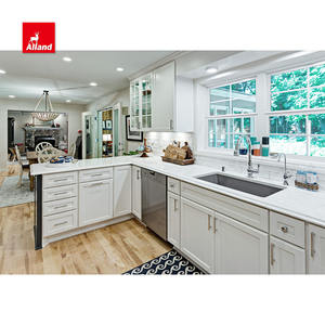 Allandcabinet White Lacquer Mdf Board Small Area Shaker Door Muebles de cocina con Shiplap Hood Armario de vidrio para casa remodelada - Product Image 5