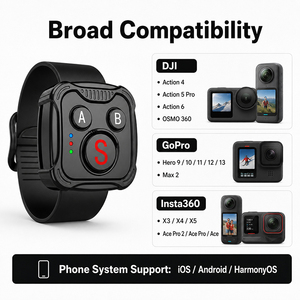 Télécommande sans fil Bluetooth pour caméra d'action <span class=keywords><strong>GoPro</strong></span> Hero 13 12 11 10 9 DJI Osmo Action Insta360, télécommande étanche au <span class=keywords><strong>poignet</strong></span> - Product Image 1